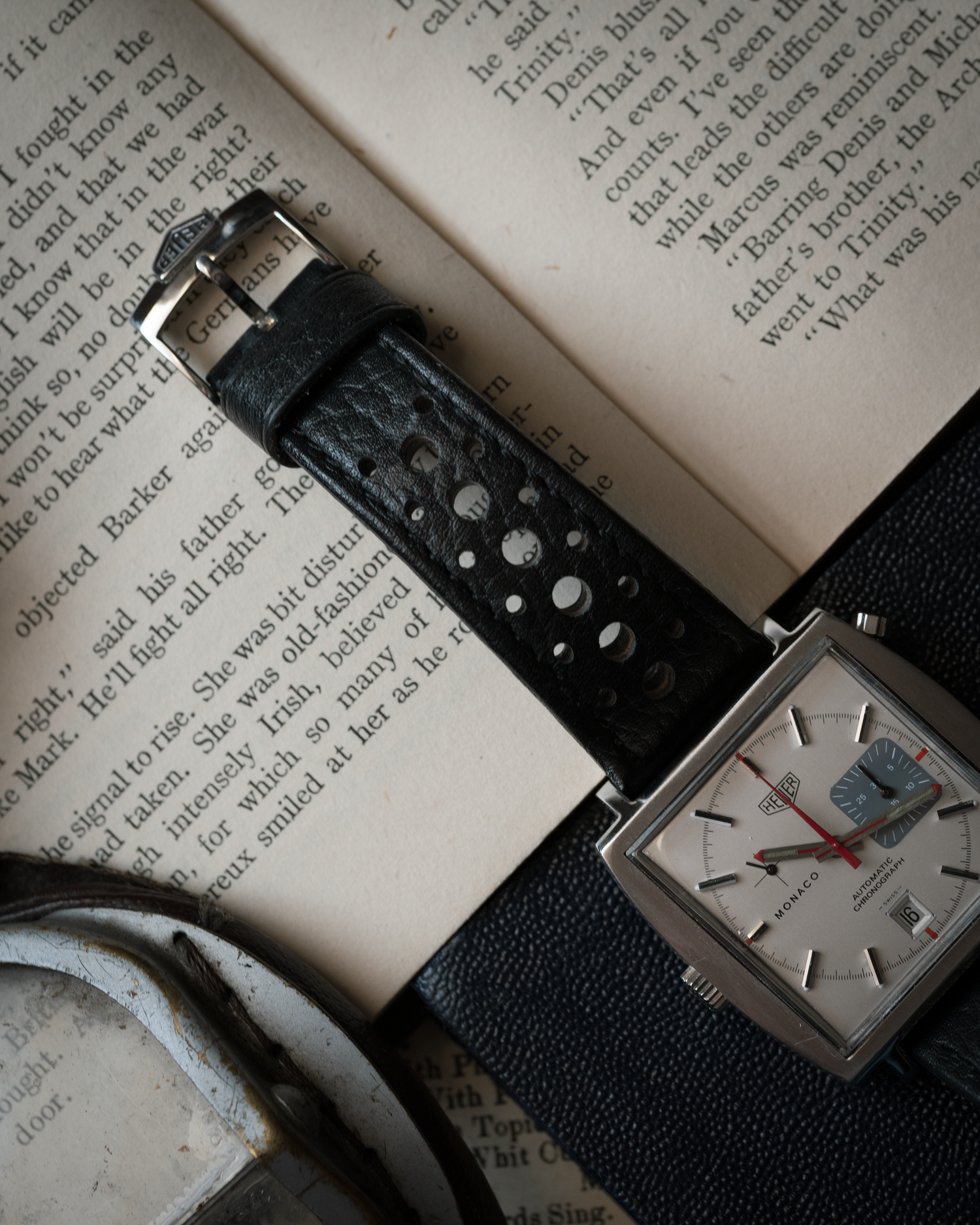 a perforated heuer monaco strap