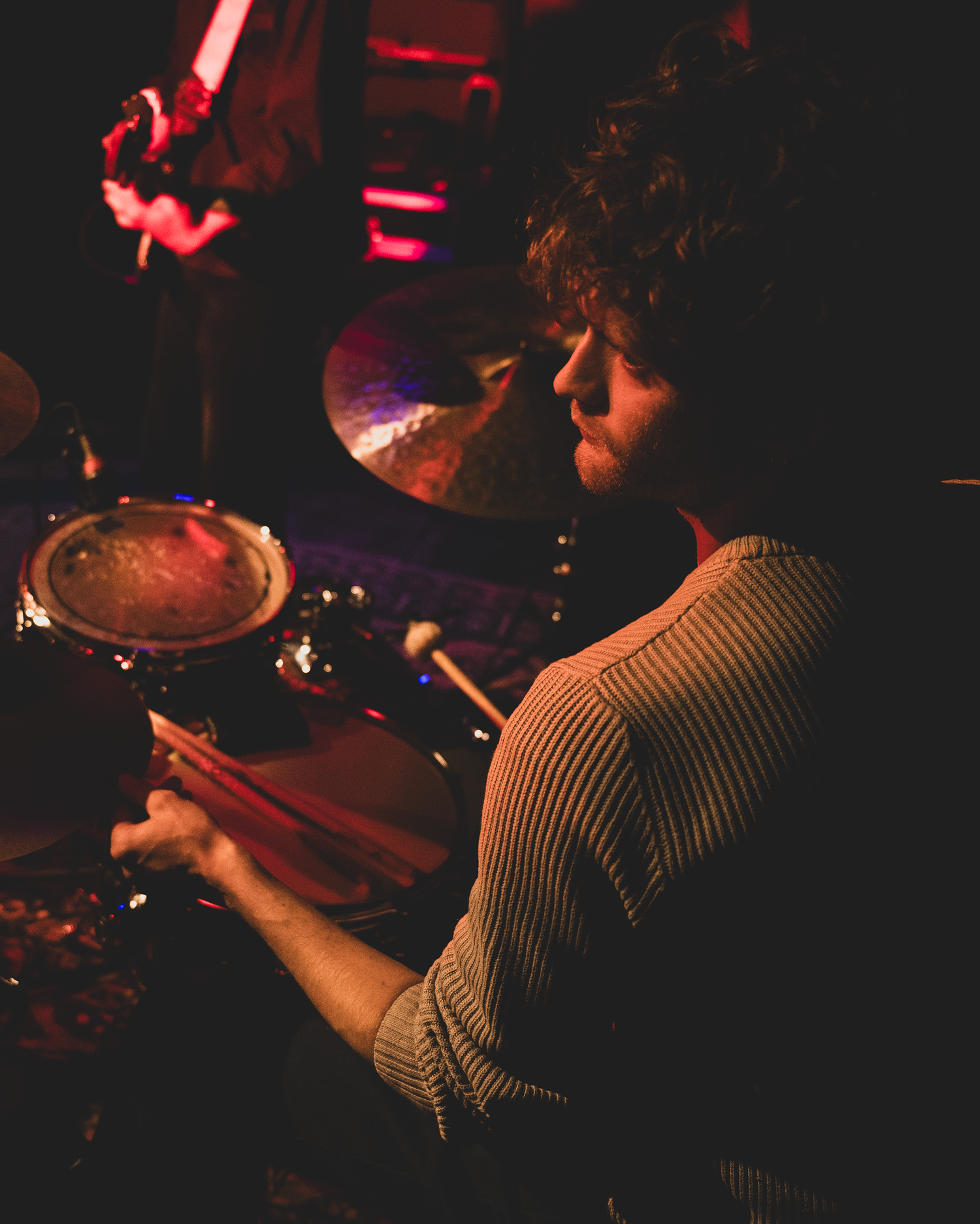 Drummer for the singer Caitlin playing at The Cluny in Newcastle